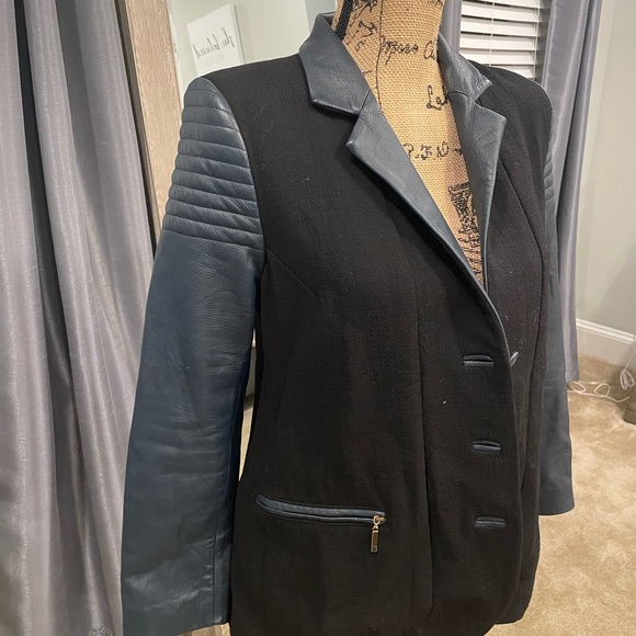 Leather and fabric blazer - Picture 5 of 9